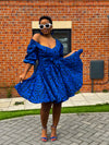 Bianca Ankara Midi Dress | Blue African Print