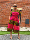Keyshia Ankara Culotte Jumpsuit | Pink African Print Cropped Jumpsuit