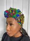 Adiza Blue and Green multicolored Ankara Headwrap/Scarf