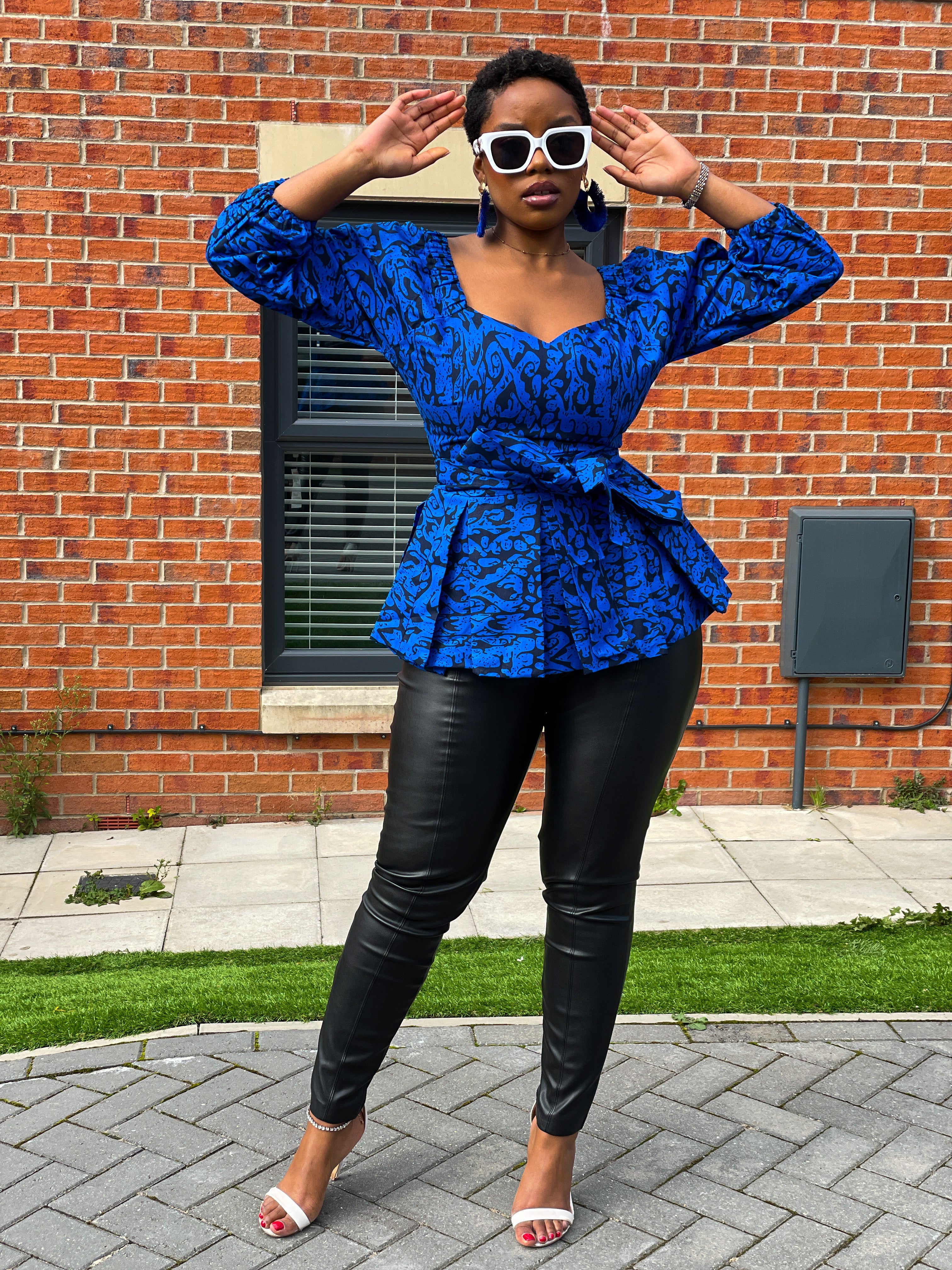 Charlie Ankara Peplum Top | Blue African Print – M.A.DKollection Charlie Ankara Peplum Top | Blue African Print – M.A.DKollection