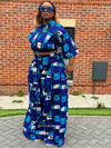 Tosin Ankara High Waisted Trouser | Blue African Print