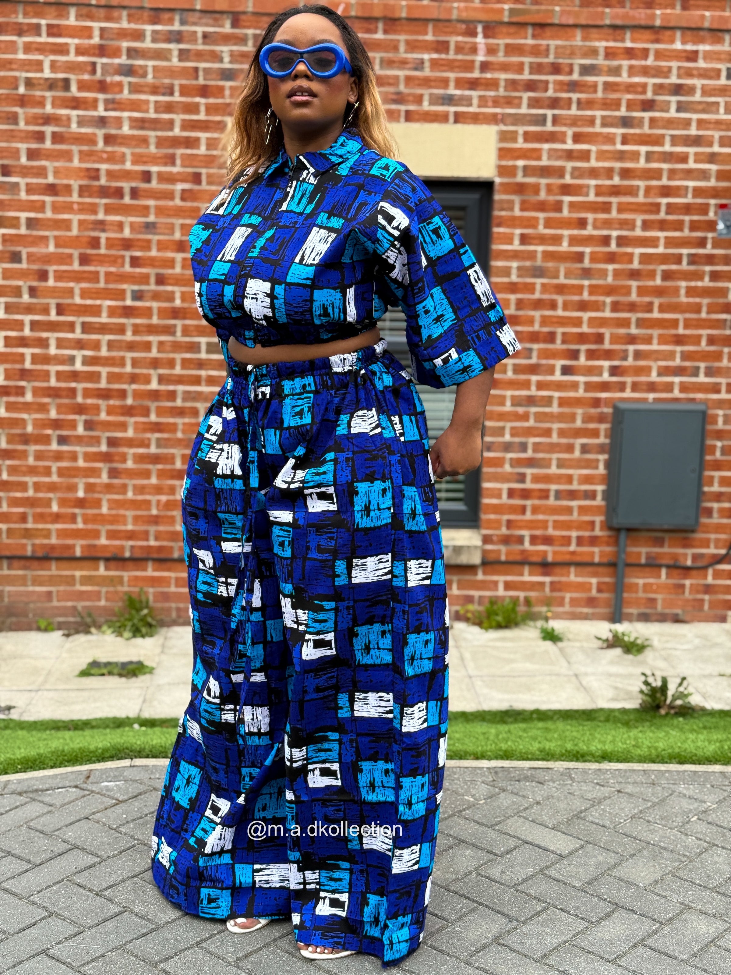Tosin Ankara High Waisted Trouser | Blue African Print
