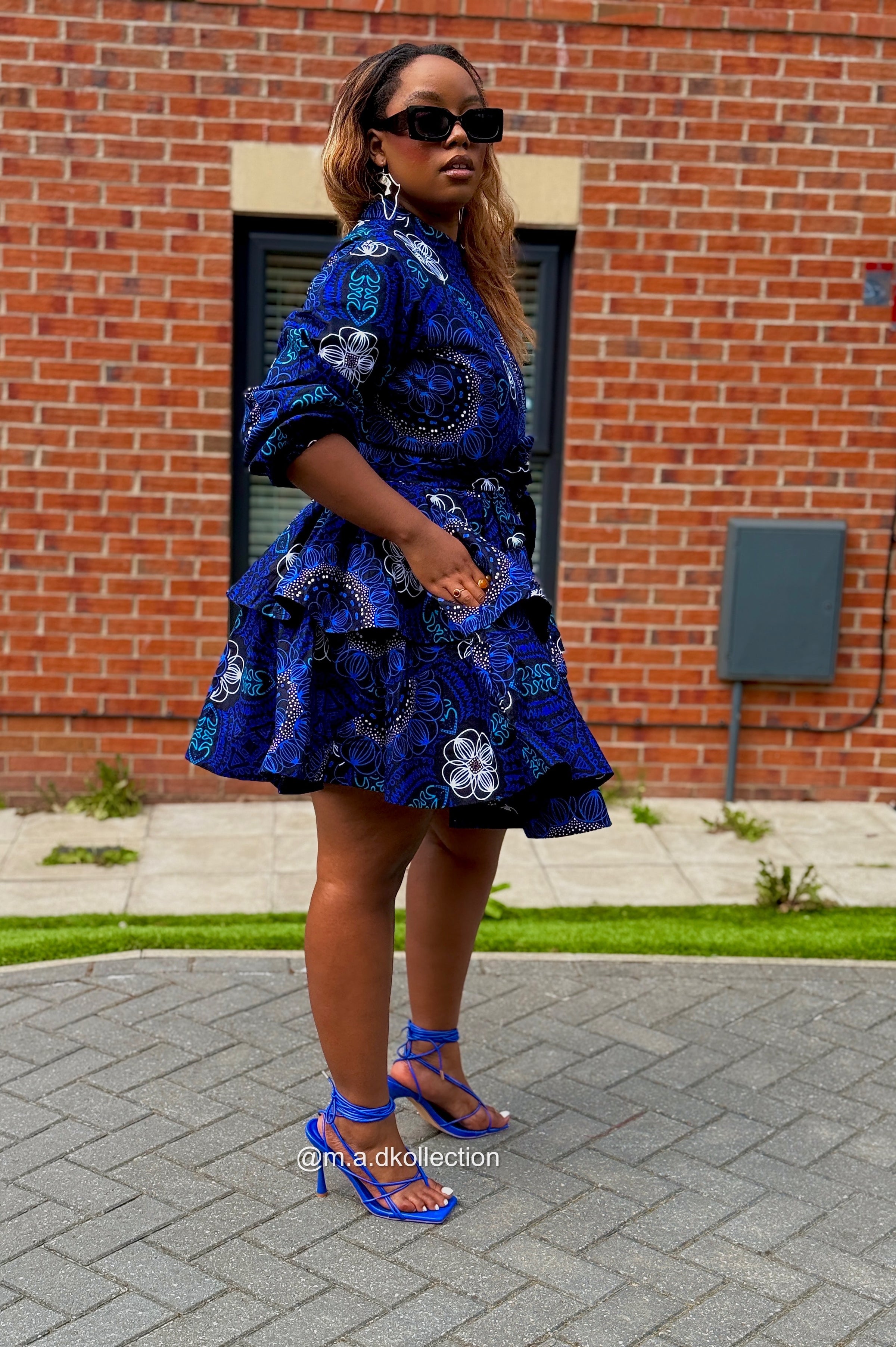 Eliyah Ankara Short flare Dress | Blue African Print