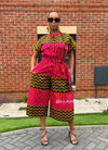 Keyshia Ankara Culotte Jumpsuit | Pink African Print Cropped Jumpsuit