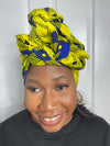 Ana Yellow and Blue Ankara Headwrap/Scarf