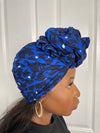 Zalda Blue and Black Ankara Headwrap/Scarf