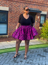 Jolene Ankara High Waisted Flare Short | Pink and Black African Print