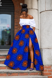 Akoh Maxi Skirt | Blue and Orange Maxi Skirt