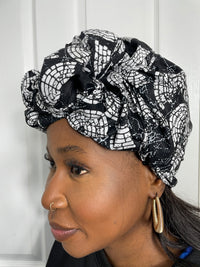 Sharon Black and White Ankara Headwrap/Scarf