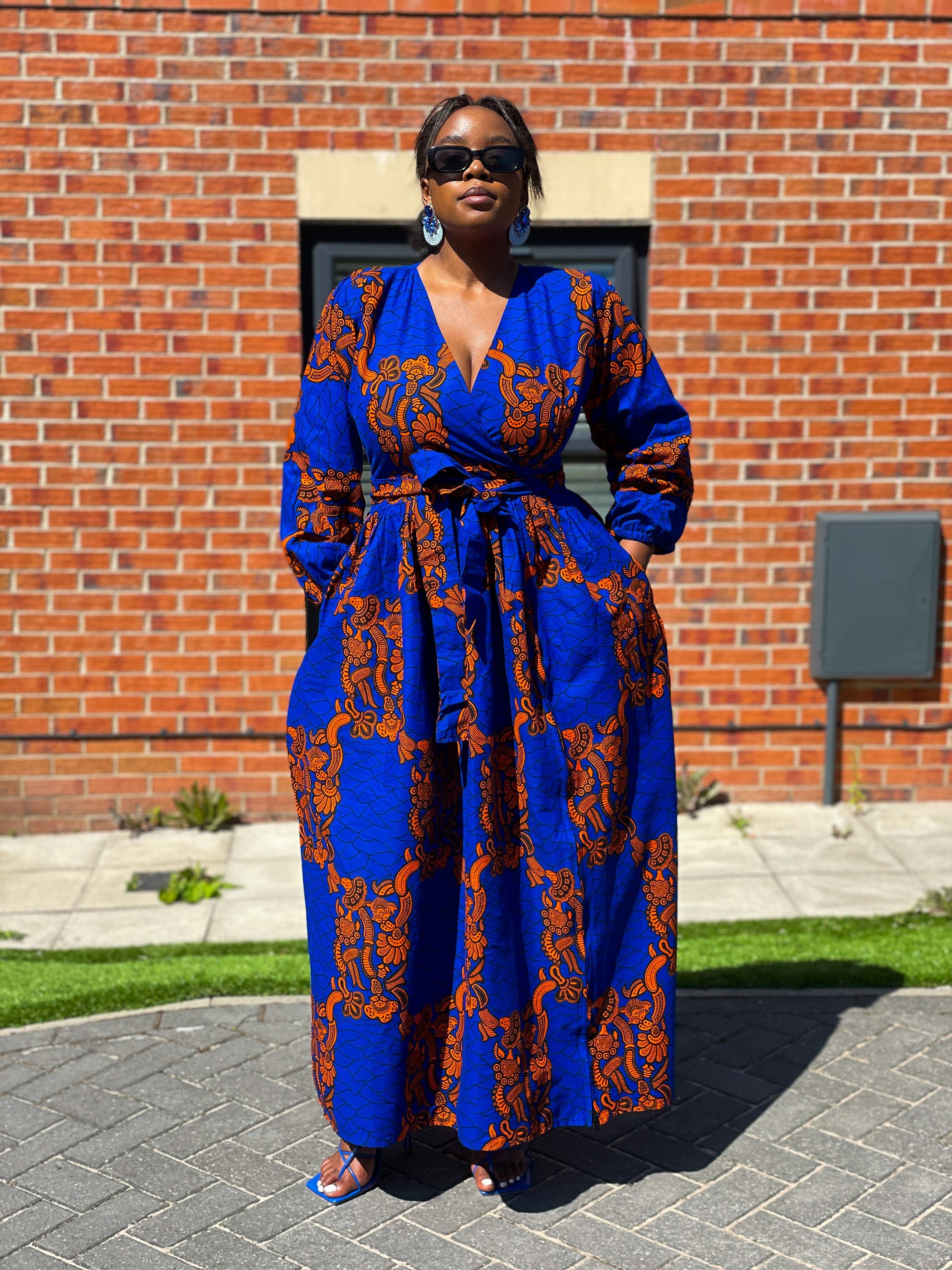 Bekky Ankara Maxi Dress | Blue and Orange African Print M.A.DKollection Bekky Ankara Maxi Dress | Blue and Orange African Print M.A.DKollection