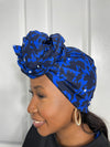 Zalda Blue and Black Ankara Headwrap/Scarf