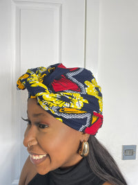 Debby Blue and Yellow Ankara Headwrap/Scarf
