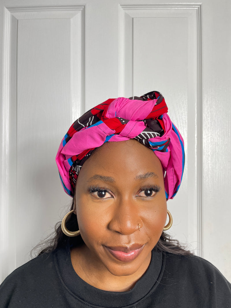 Aniebiet Pink Ankara Headwrap/Scarf