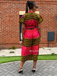 Keyshia Ankara Culotte Jumpsuit | Pink African Print Cropped Jumpsuit