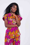 Berry Ankara Short Sleeve Shirt | Pink African Print