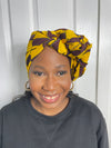 Abby Ankara Headwrap/Scarf |Yellow and Brown African Print