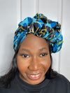 Tatiana Black and Blue Ankara Headwrap/Scarf