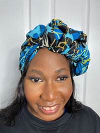 Tatiana Black and Blue Ankara Headwrap/Scarf