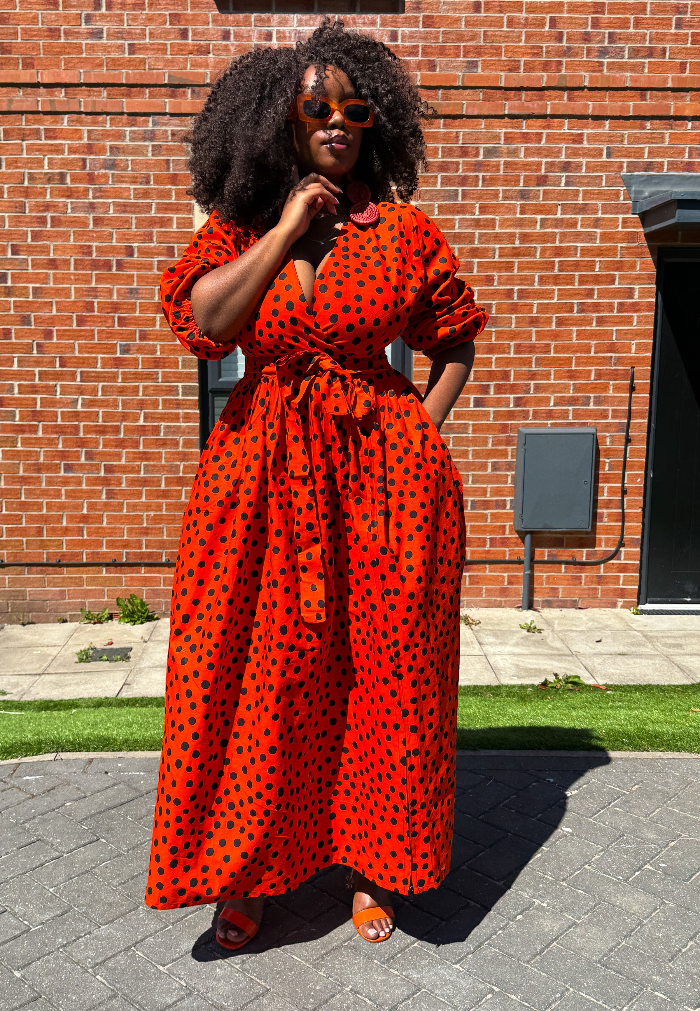 orange african print dresses Orange African Print Long Dress | Dashiki Dress for Sale