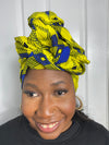 Ana Yellow and Blue Ankara Headwrap/Scarf