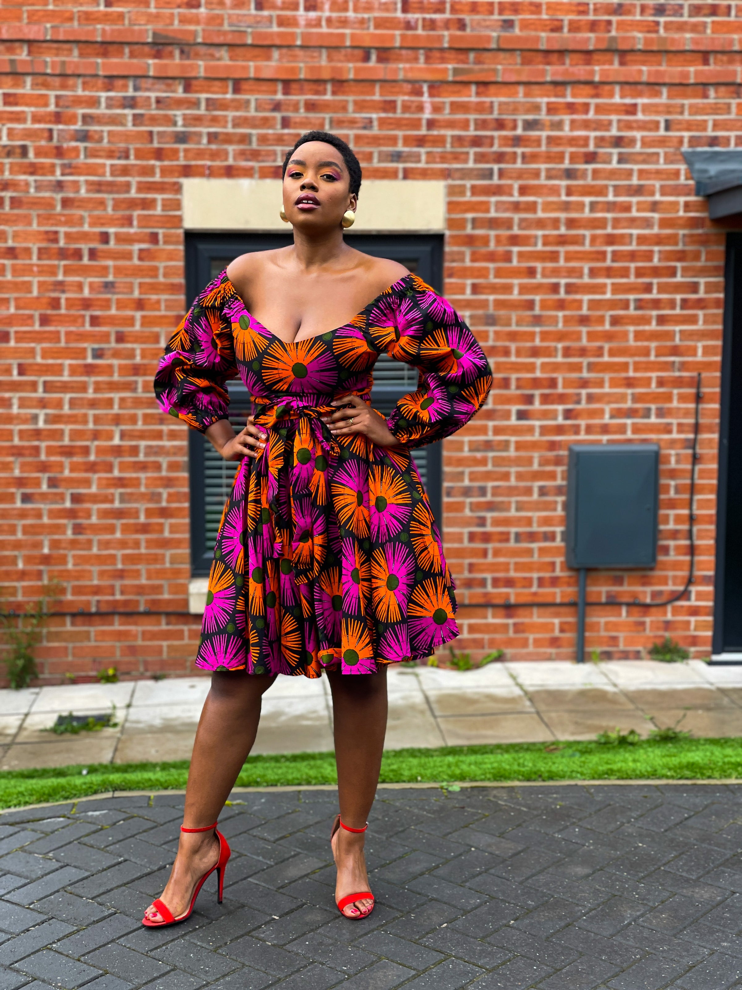 Billie Ankara Midi Dress | Pink and Orange African Print M.A.DKollection Billie Ankara Midi Dress | Pink and Orange African Print M.A.DKollection