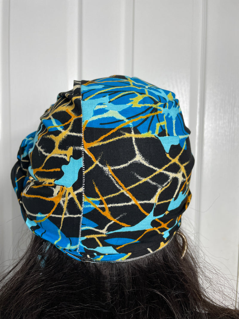 Tatiana Black and Blue Ankara Headwrap/Scarf