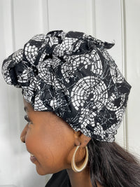 Sharon Black and White Ankara Headwrap/Scarf