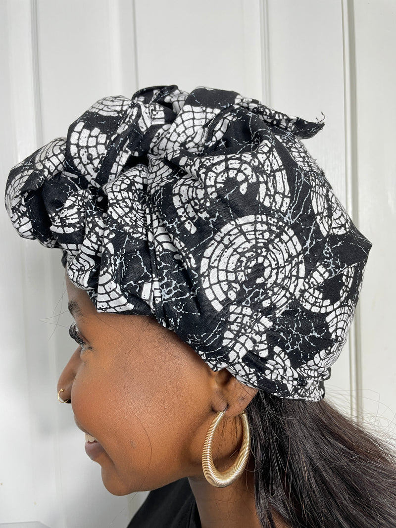 Sharon Black and White Ankara Headwrap/Scarf