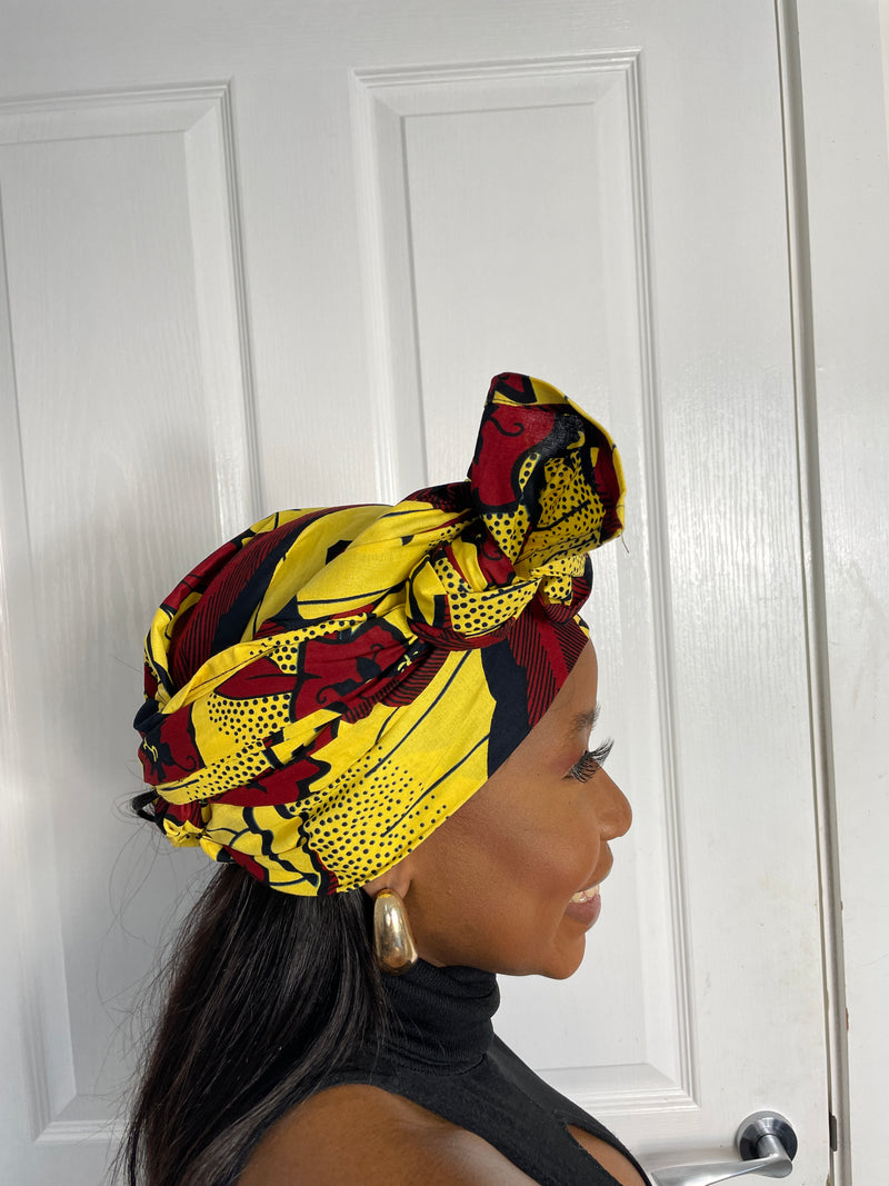 Yellow and Red Ankara Headwrap/Scarf