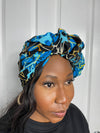 Tatiana Black and Blue Ankara Headwrap/Scarf