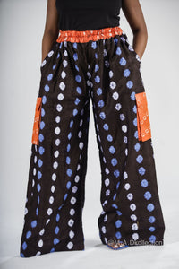Tolu Adire Cargo Trouser |  Black and Blue  Pattern