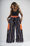 Tolu Adire Cargo Trouser |  Black and Blue  Pattern