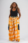 Titi Adire Cargo Trouser | Yellow and White Pattern