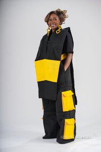 Banu Top | Black and Yellow Print