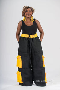 Banu Cargo Trouser | Black and Yellow