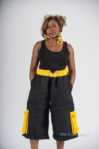 Banu Cargo Trouser | Black and Yellow