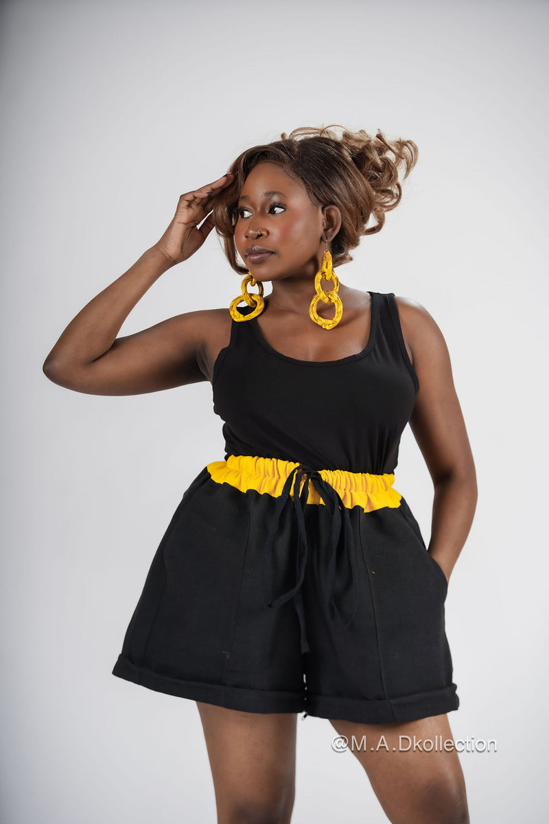 Banu Cargo Trouser | Black and Yellow