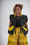 Temi Asooke Top | Black and Yellow Pattern