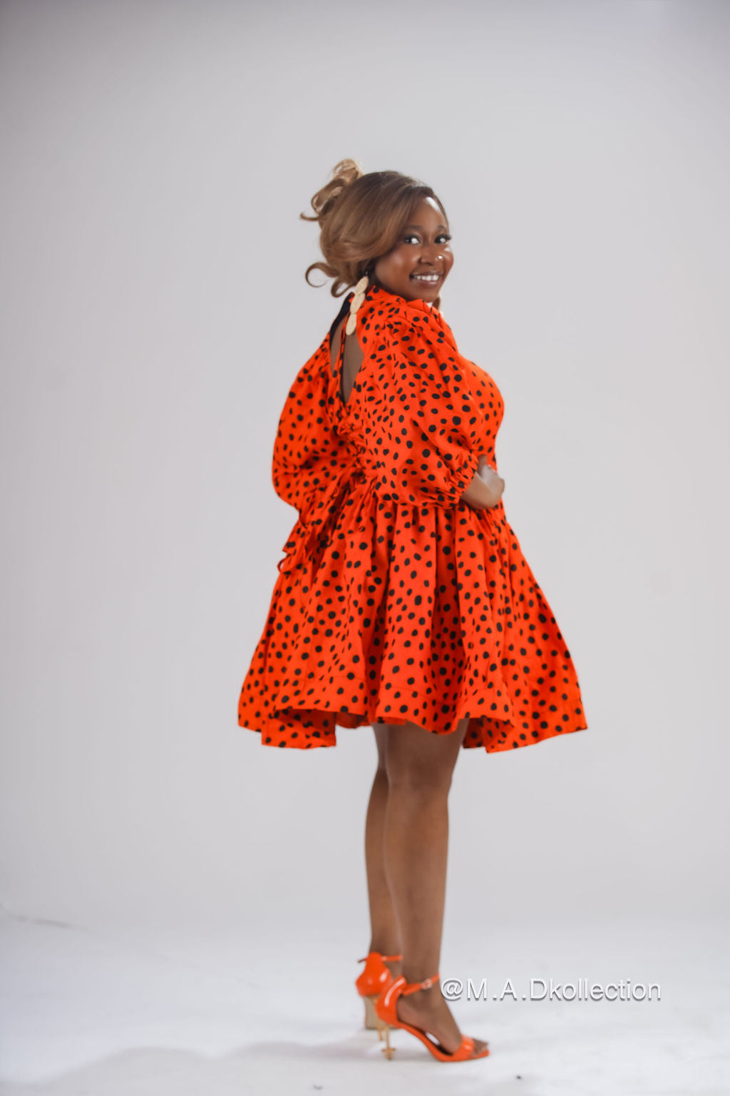 Busayo Mini Dress | Orange Polkda Dot Mini Dress M.A.DKollection Busayo Mini Dress | Orange Polkda Dot Mini Dress M.A.DKollection