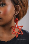 Orange Star Rattan Earring | African Rattan