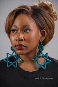 Green Star Rattan Earring | African Rattan