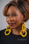Yellow Triple Ring Rattan Earring | African Rattan