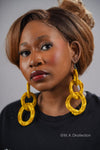 Yellow Triple Ring Rattan Earring | African Rattan