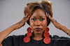 Orange Triple Circle Rattan Earring | African Rattan