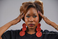 Orange Triple Circle Rattan Earring | African Rattan