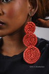 Orange Triple Circle Rattan Earring | African Rattan
