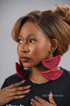Red Half Circle Rattan Earring | African Rattan