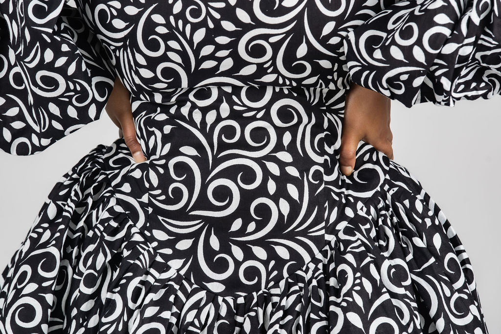 Rosie Ankara Short flare Dress | Black & White African Print M.A.DKollection Rosie Ankara Short flare Dress | Black & White African Print M.A.DKollection