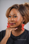 Orange Half Circle Rattan Earring | African Rattan