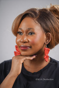 Orange Half Circle Rattan Earring | African Rattan